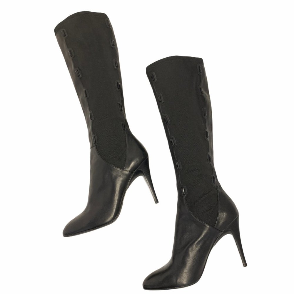 B Makowsky Leather Stretch High Heel Knee High 8.5 - Picture 2 of 9